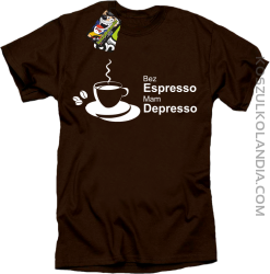 Bez Espresso Mam Depresso - Koszulka męska brąz