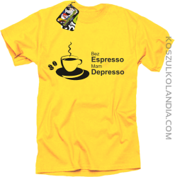 Bez Espresso Mam Depresso - Koszulka męska żółty