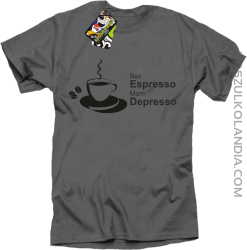 Bez Espresso Mam Depresso - Koszulka męska szara