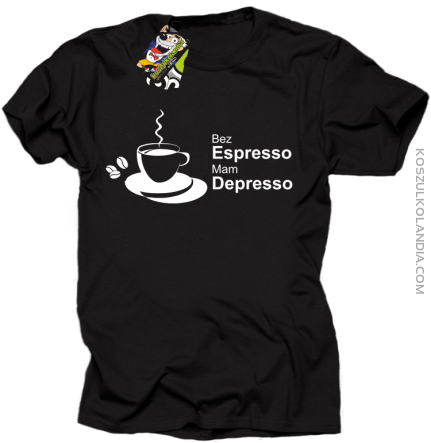 Bez Espresso Mam Depresso - Koszulka męska czarny