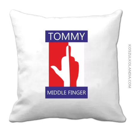 Tommy Middle Finger - Poduszka biała 