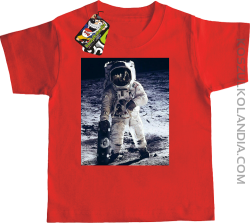Kosmonauta z deskorolką - koszulka dziecięca czerwona 