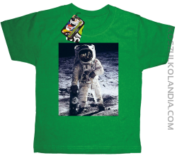 Kosmonauta z deskorolką - koszulka dziecięca zielona 