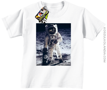 Kosmonauta z deskorolką - koszulka dziecięca biała 