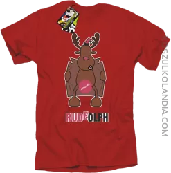 Rudeolph Cenzura  - Koszulka męska  czerwona 