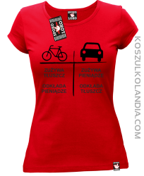 Auto-Rower Zużywa tłuszcz odkłada pieniądze - koszulka damska czerwona 