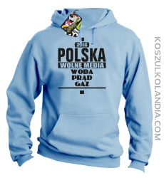 POLSKA WOLNE MEDIA WODA PRĄD GAZ - Bluza z kapturem męska - Błękit