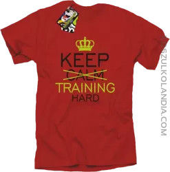 Keep Calm and TRAINING HARD - Koszulka męska czerwona 
