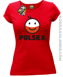 POLSKA Emotik dwukolorowy -koszulka damska czerwona