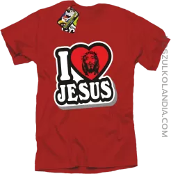 I love Jesus StickStyle - Koszulka Męska - Czerwony