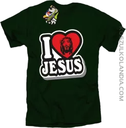 I love Jesus StickStyle - Koszulka Męska - Zielony