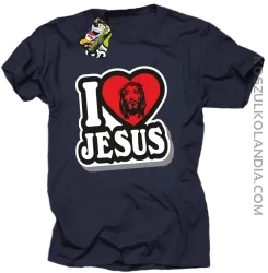 I love Jesus StickStyle - Koszulka Męska - Granatowy