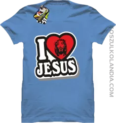 I love Jesus StickStyle - Koszulka Męska - Błękitny