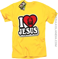 I love Jesus StickStyle - Koszulka Męska - Żółty
