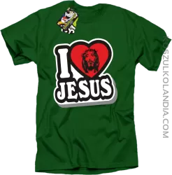 I love Jesus StickStyle - Koszulka Męska - Zielony