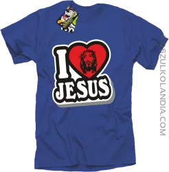 I love Jesus StickStyle - Koszulka Męska - Niebieski
