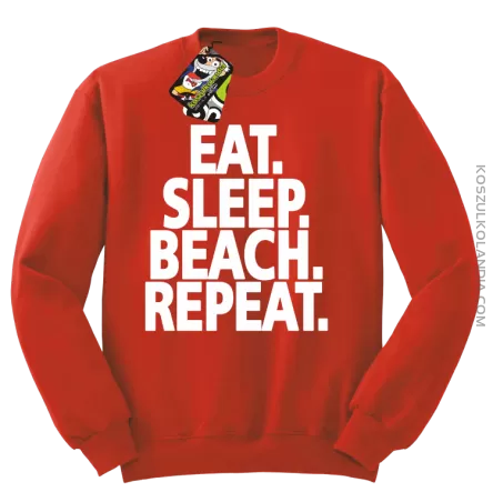 Eat Sleep Beach Repeat - bluza męska bez kaptura czerwona 