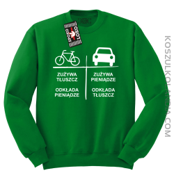 Auto-Rower Zużywa tłuszcz odkłada pieniądze - Bluza męska standard bez kaptura zielony 