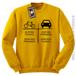 Auto-Rower Zużywa tłuszcz odkłada pieniądze - Bluza męska standard bez kaptura żółta 