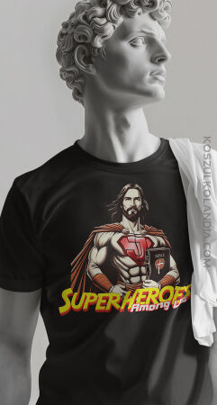 SuperHeroes Among Us Super Bohaterowie są wśród Nas  - koszulka męska z nadrukiem