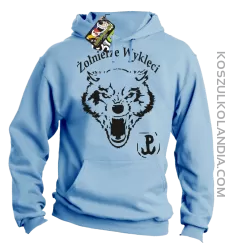 ŻOŁNIERZE WYKLĘCI WOLF-bluza męska z kapturem błękitna