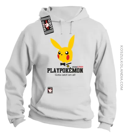 Play Pokemon - Bluza męska z kapturem biała 