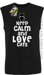 Keep calm and Love Cats Czarny Kot Filuś - Bezrękawnik męski czarny 