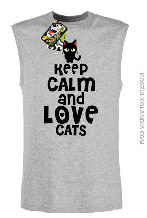 Keep calm and Love Cats Czarny Kot Filuś - Bezrękawnik męski melanż 
