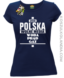 POLSKA WOLNE MEDIA WODA PRĄD GAZ - Koszulka Damska - granatowy