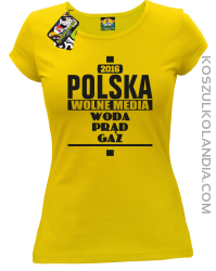 POLSKA WOLNE MEDIA WODA PRĄD GAZ - Koszulka Damska - żółty