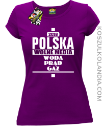 POLSKA WOLNE MEDIA WODA PRĄD GAZ - Koszulka Damska - fioletowy