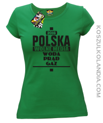 POLSKA WOLNE MEDIA WODA PRĄD GAZ - Koszulka Damska - zielony