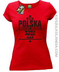 POLSKA WOLNE MEDIA WODA PRĄD GAZ - Koszulka Damska - czerwony