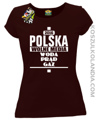 POLSKA WOLNE MEDIA WODA PRĄD GAZ - Koszulka Damska - brązowy