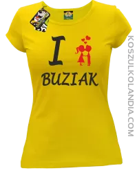 I LOVE Buziak - Koszulka Damska - Żółty