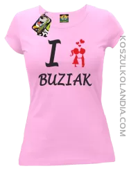 I LOVE Buziak - Koszulka Damska - Jasny Róż