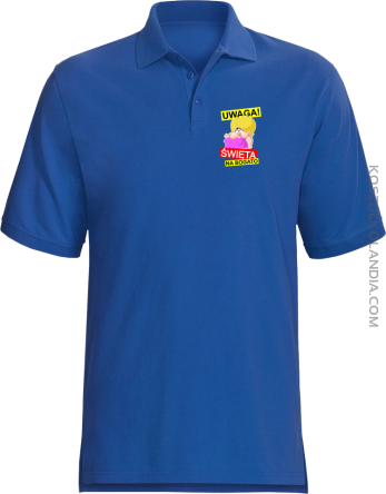 UWAGA Święta na Bogato Różowa Dżoana - Koszulka męska Polo niebieska 