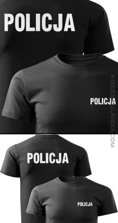 POLICJA nadruk dwustronny biały - koszulka męska